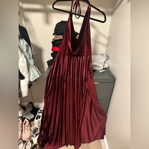ASOS burgundy velvet midi dress size 8